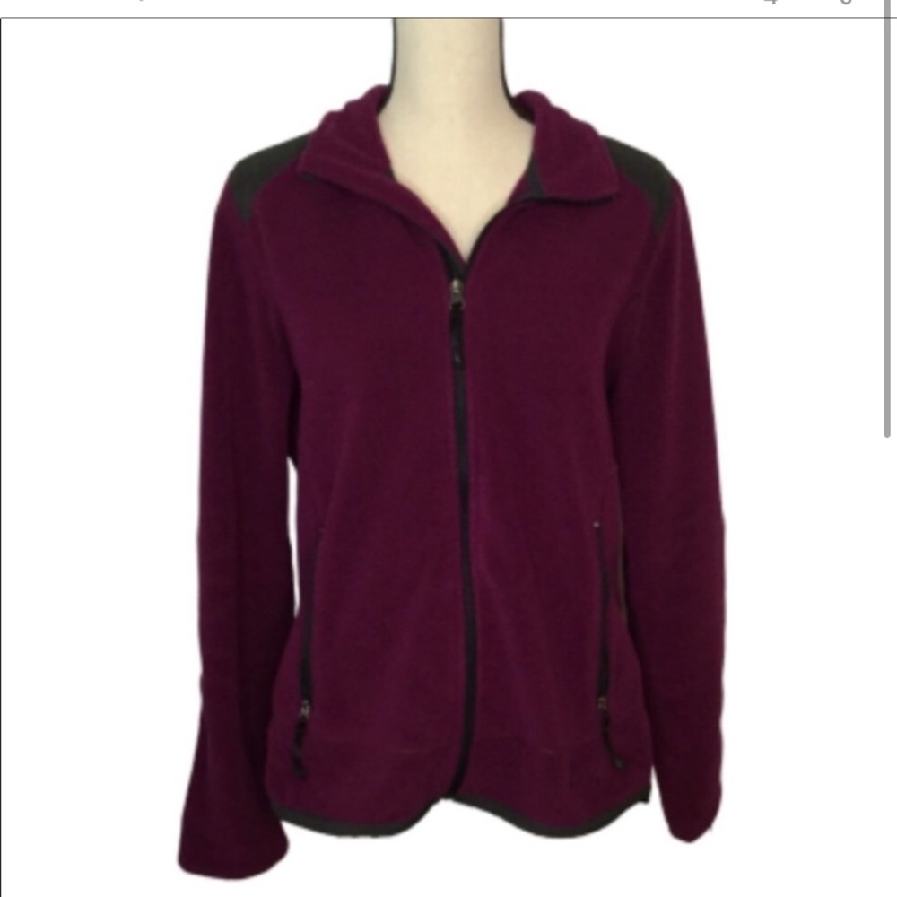 Eddie Bauer Polartec Zip Up Fleece Wine Black L